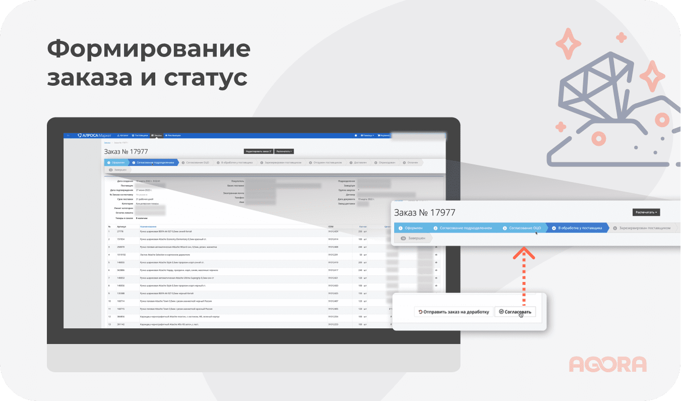 Формирование заказа и статус - АЛРОСА МАРКЕТ